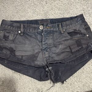 One Teaspoon Charcoal Distressed Jean Shorts